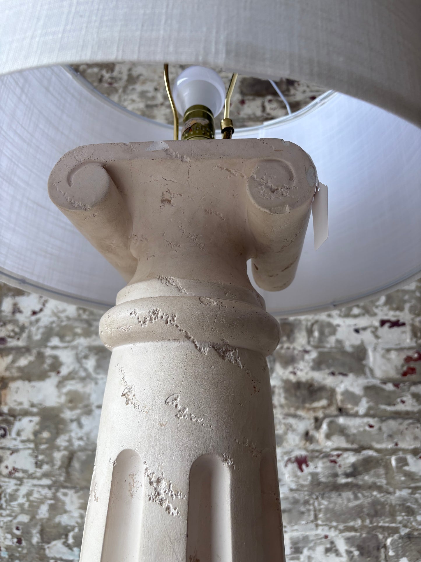 Vintage Greek Column Style Floor Lamp in Textured Plaster Finish