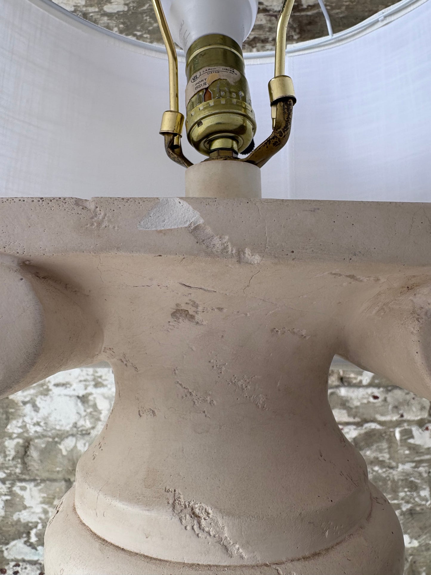 Vintage Greek Column Style Floor Lamp in Textured Plaster Finish