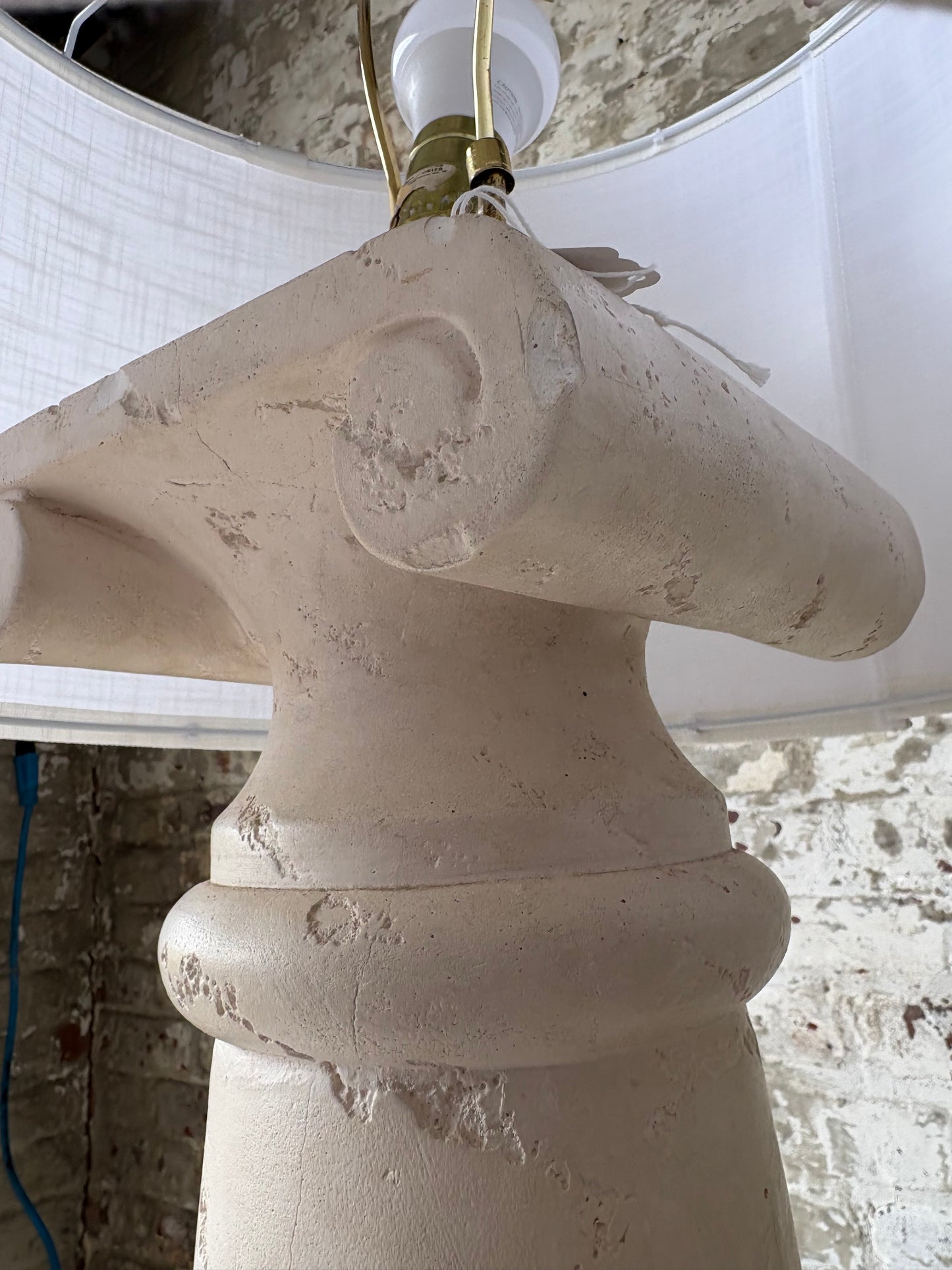 Vintage Greek Column Style Floor Lamp in Textured Plaster Finish
