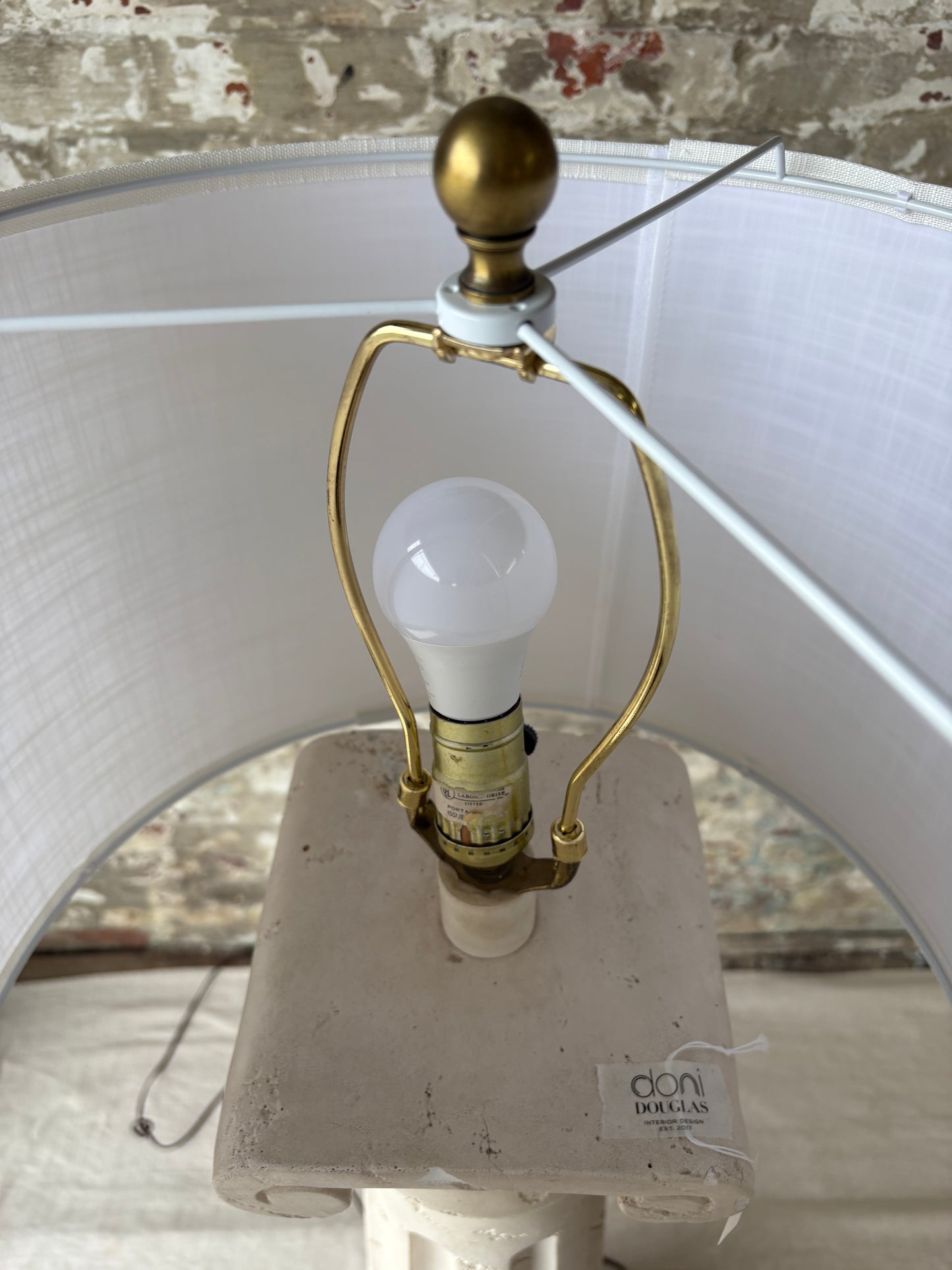 Vintage Greek Column Style Floor Lamp in Textured Plaster Finish