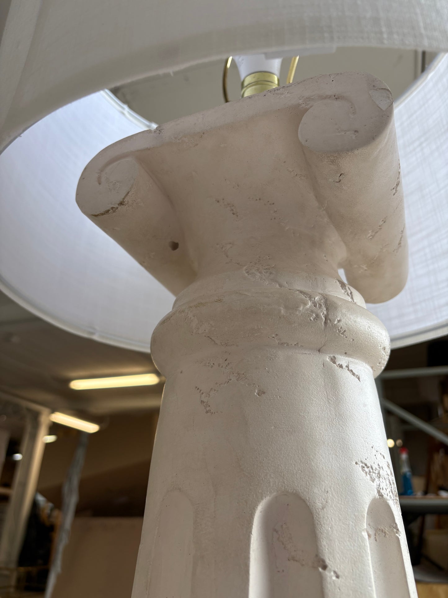 Vintage Greek Column Style Floor Lamp in Textured Plaster Finish