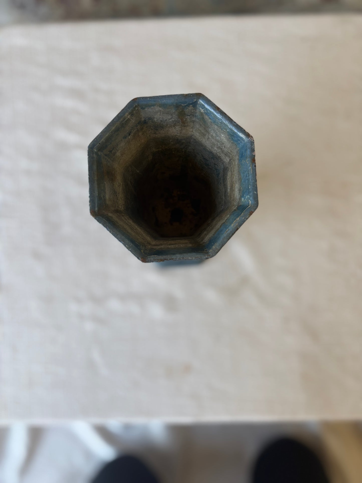 Vintage Art Deco Style Metal Vase in Deep Navy Blue