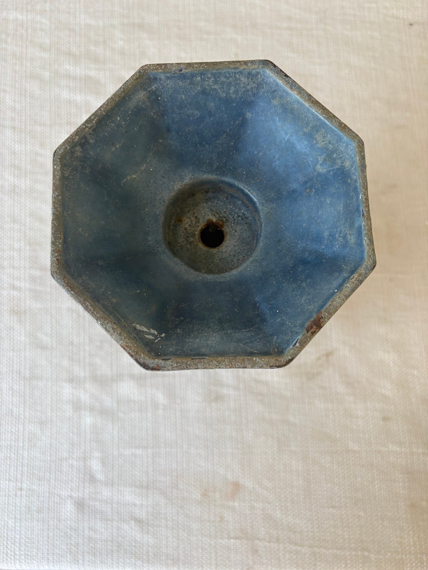Vintage Art Deco Style Metal Vase in Deep Navy Blue