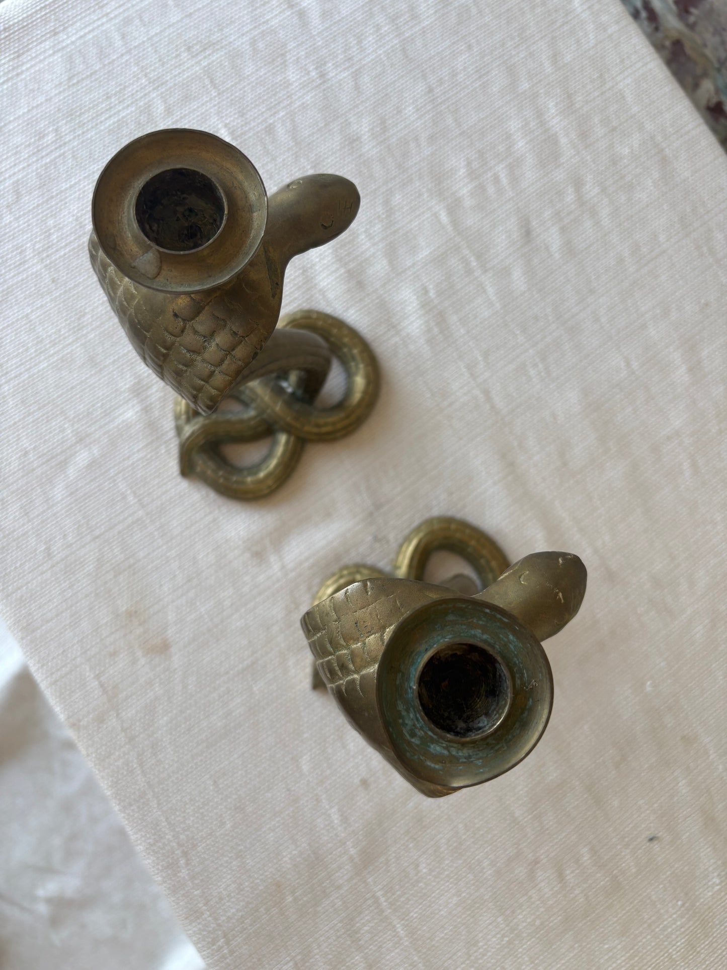 Brass Cobra Candlestick Holders – Pair