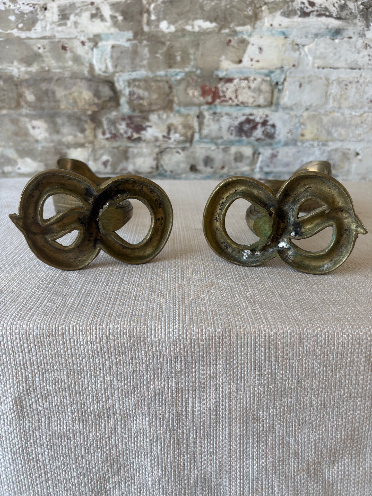 Brass Cobra Candlestick Holders – Pair