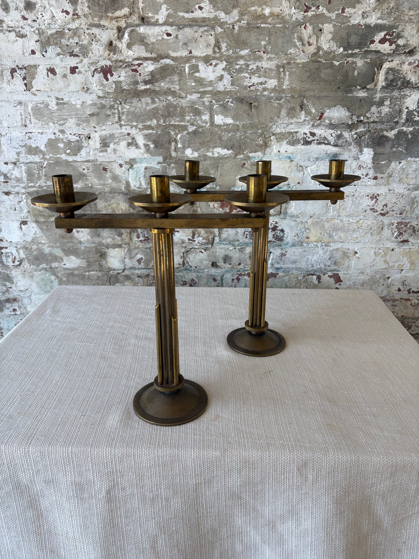 Pair of Vintage Italian Brass Candelabras – Sourced in Parma, Italy
