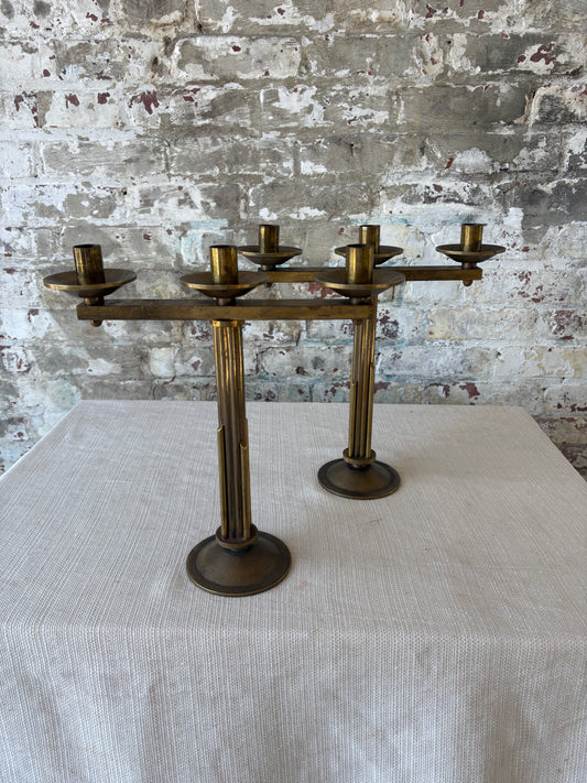 Pair of Vintage Italian Brass Candelabras – Sourced in Parma, Italy