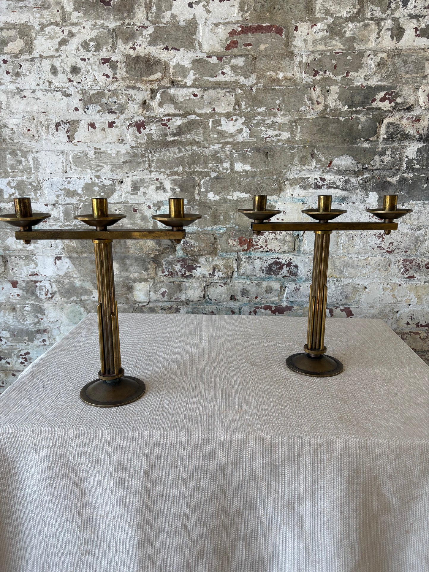 Pair of Vintage Italian Brass Candelabras – Sourced in Parma, Italy