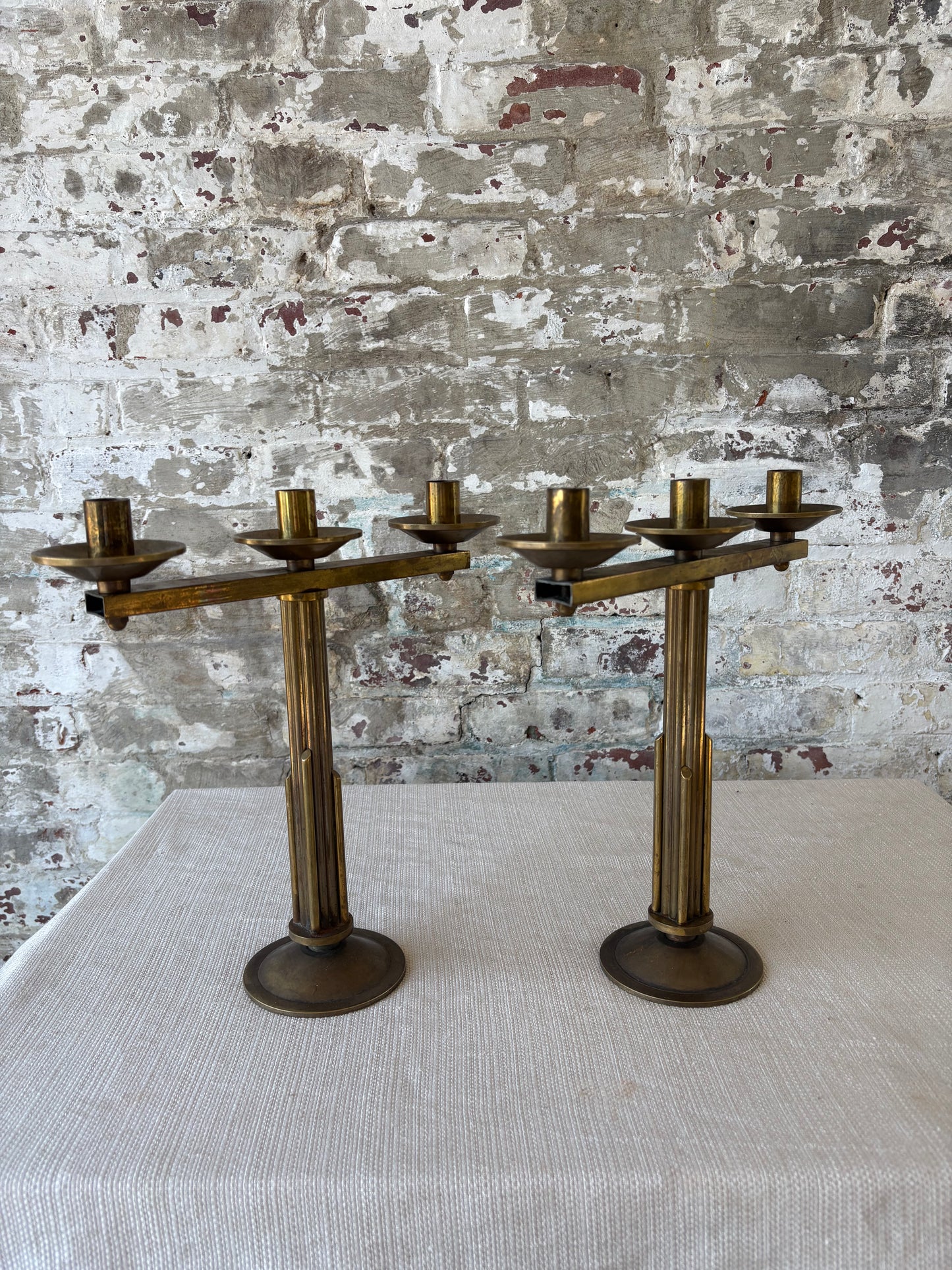 Pair of Vintage Italian Brass Candelabras – Sourced in Parma, Italy