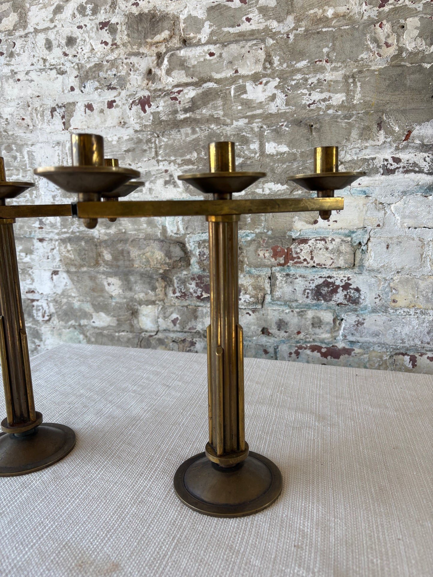 Pair of Vintage Italian Brass Candelabras – Sourced in Parma, Italy