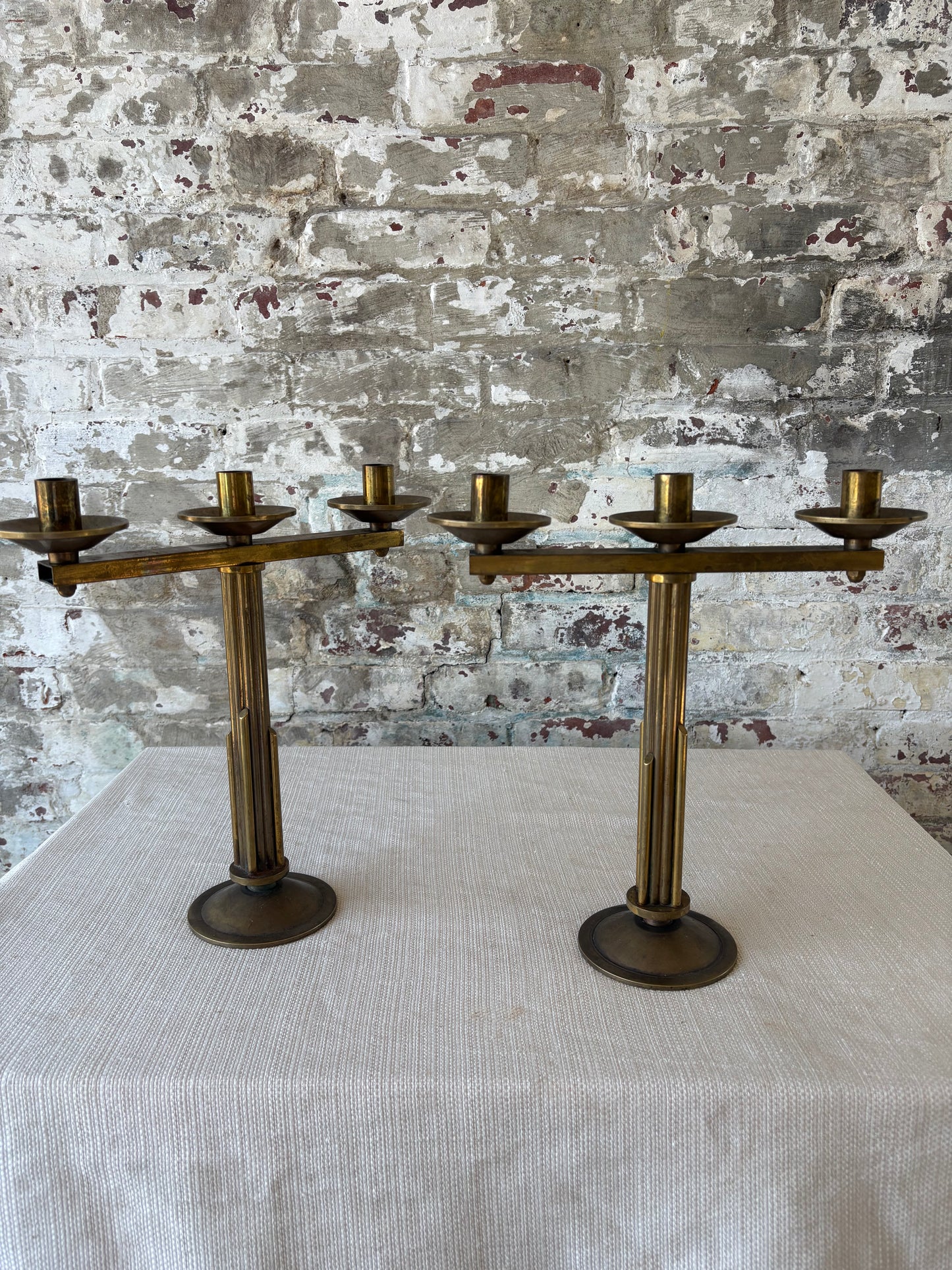 Pair of Vintage Italian Brass Candelabras – Sourced in Parma, Italy