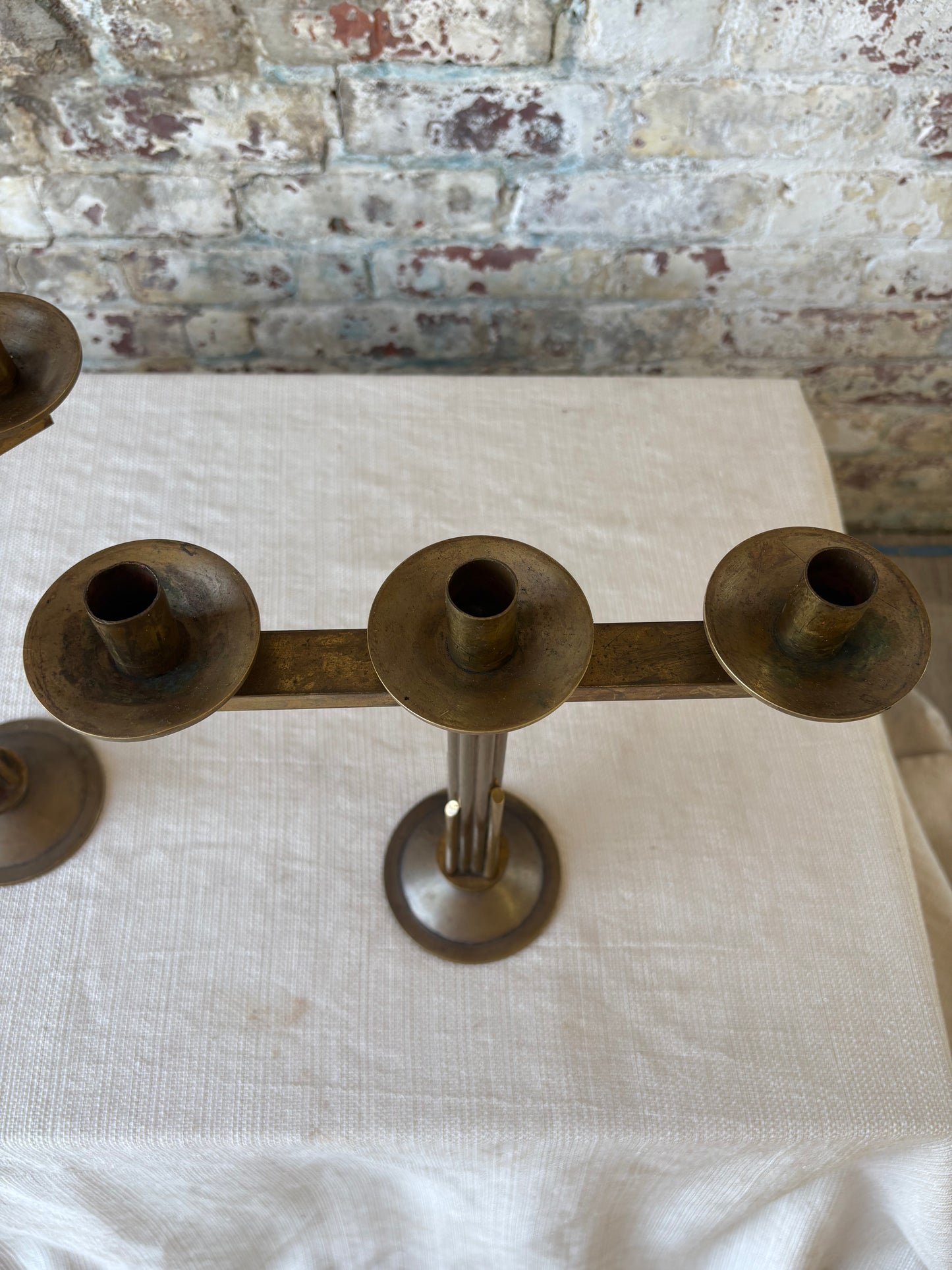 Pair of Vintage Italian Brass Candelabras – Sourced in Parma, Italy