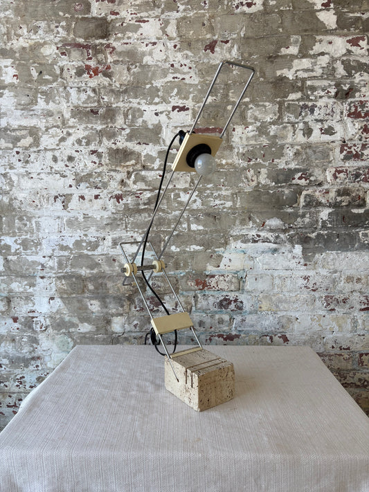 Vintage Italian Travertine Sculptural Table Lamp – Sourced in Parma, Italy