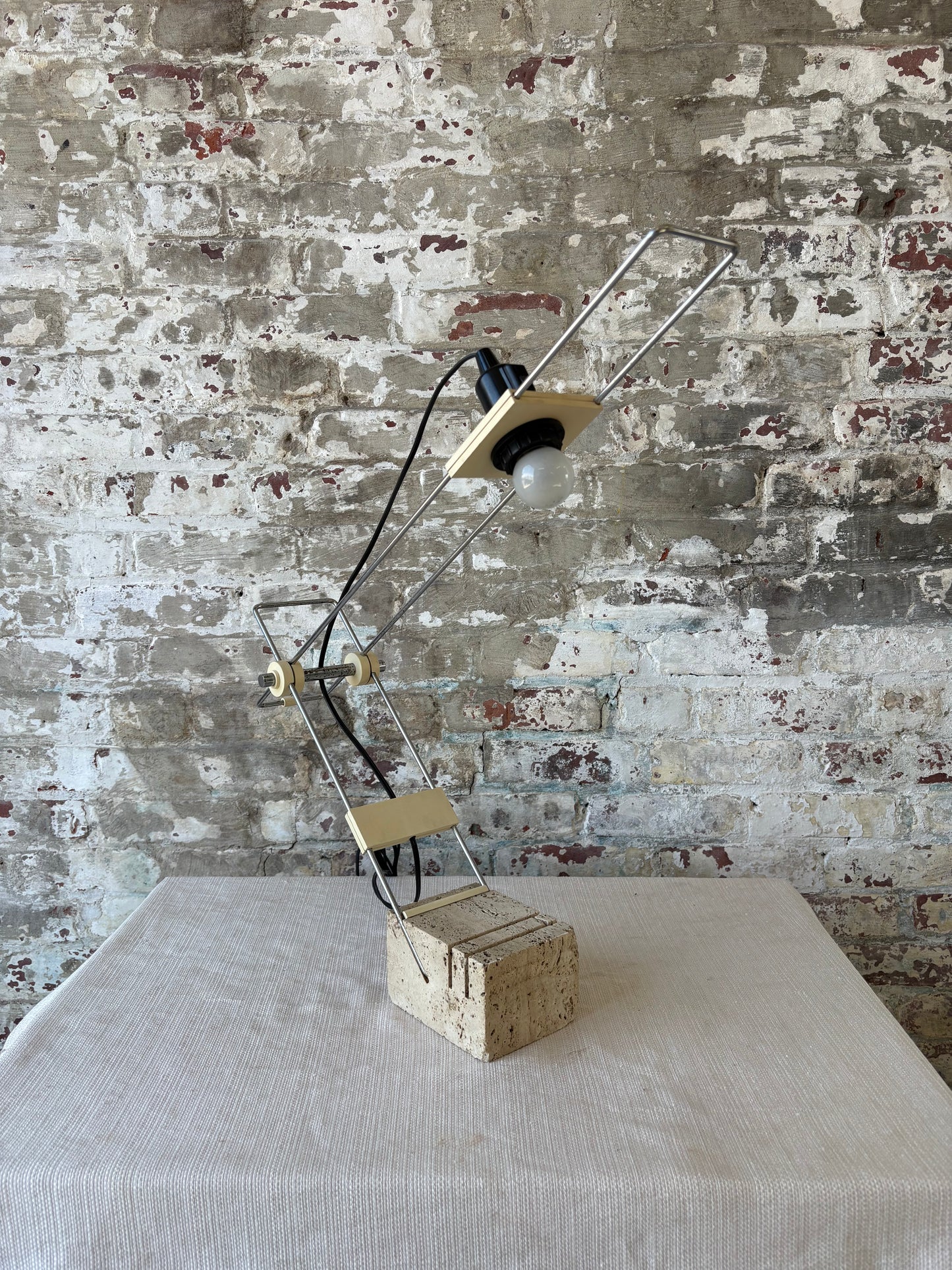 Vintage Italian Travertine Sculptural Table Lamp – Sourced in Parma, Italy