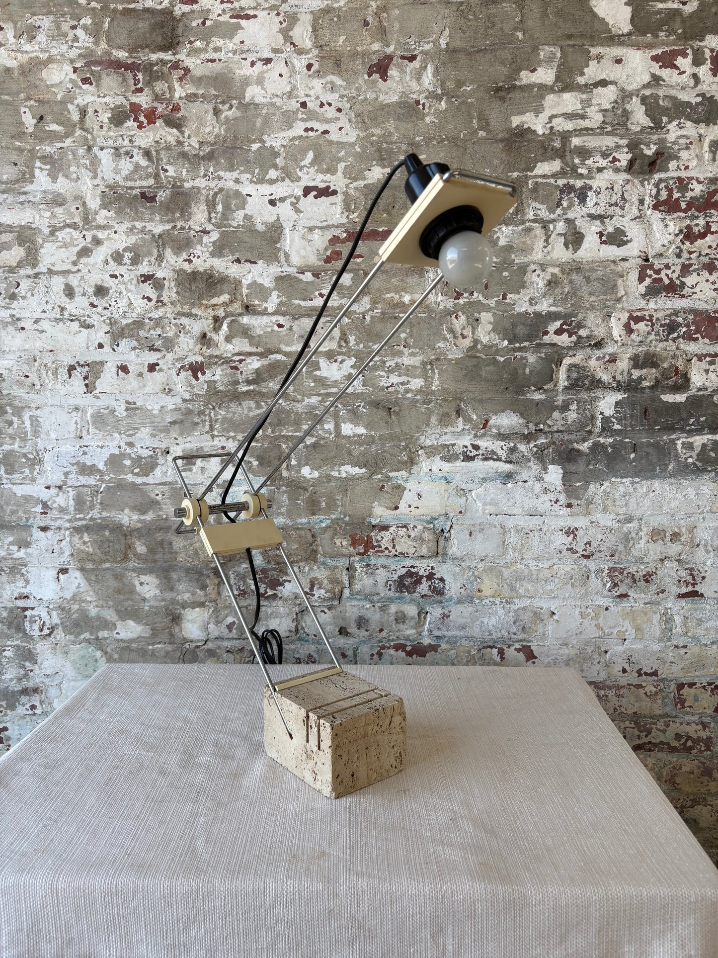 Vintage Italian Travertine Sculptural Table Lamp – Sourced in Parma, Italy