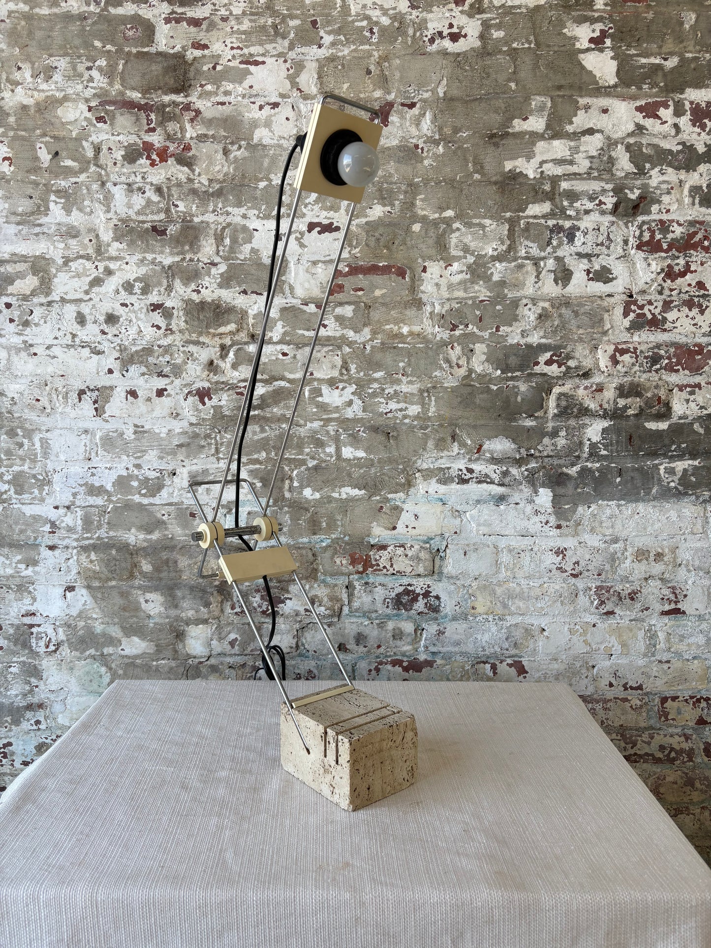 Vintage Italian Travertine Sculptural Table Lamp – Sourced in Parma, Italy