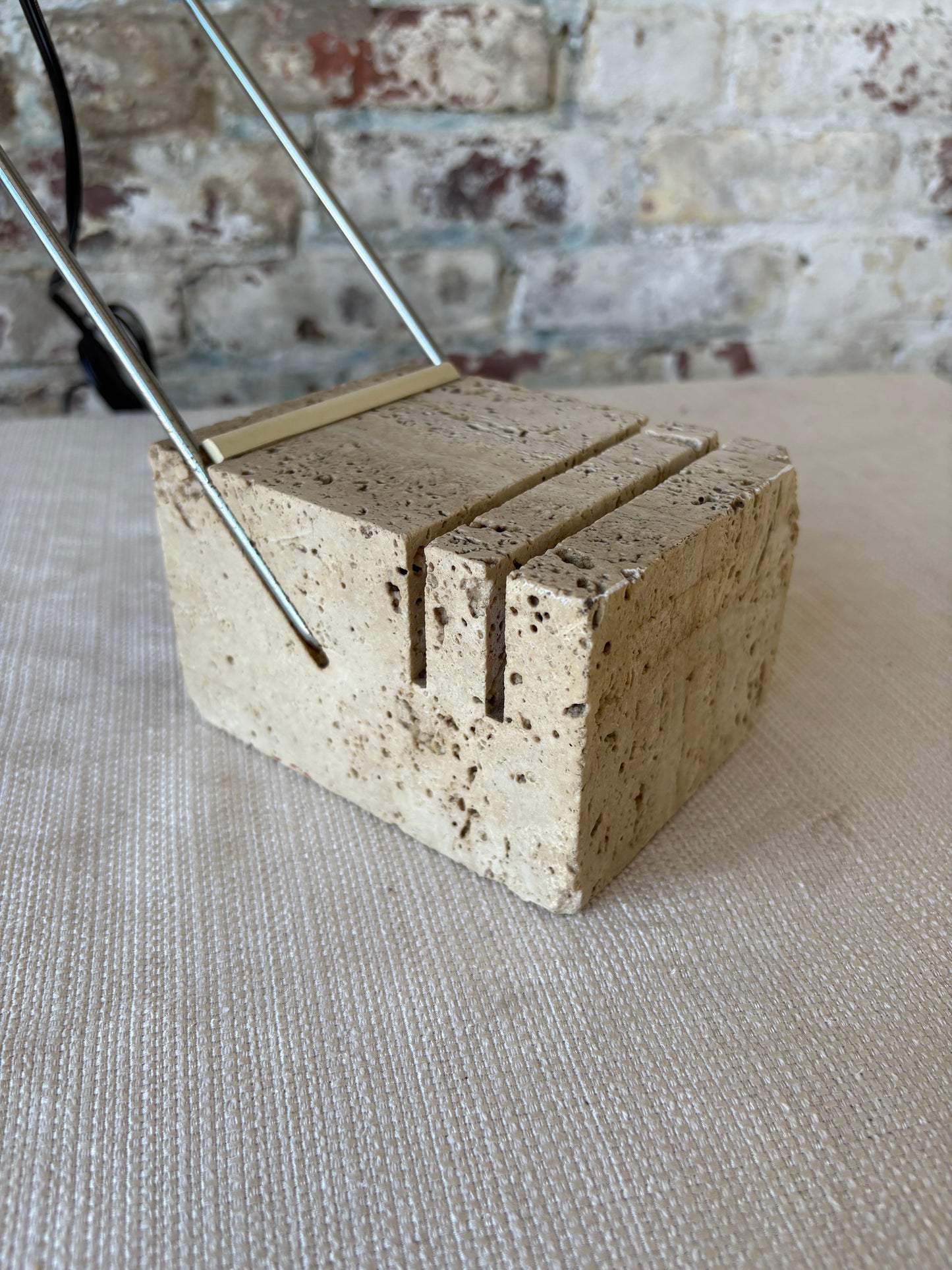 Vintage Italian Travertine Sculptural Table Lamp – Sourced in Parma, Italy
