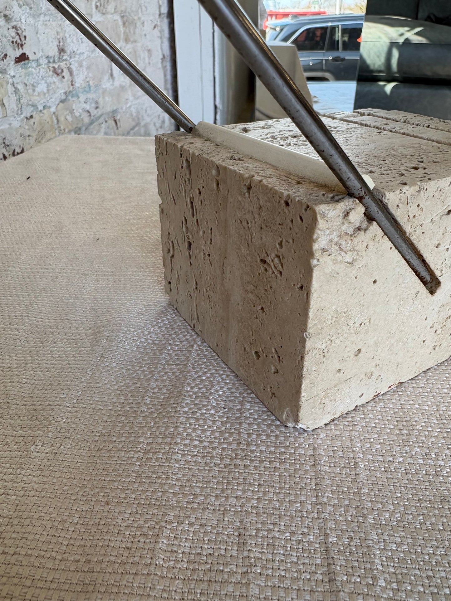 Vintage Italian Travertine Sculptural Table Lamp – Sourced in Parma, Italy