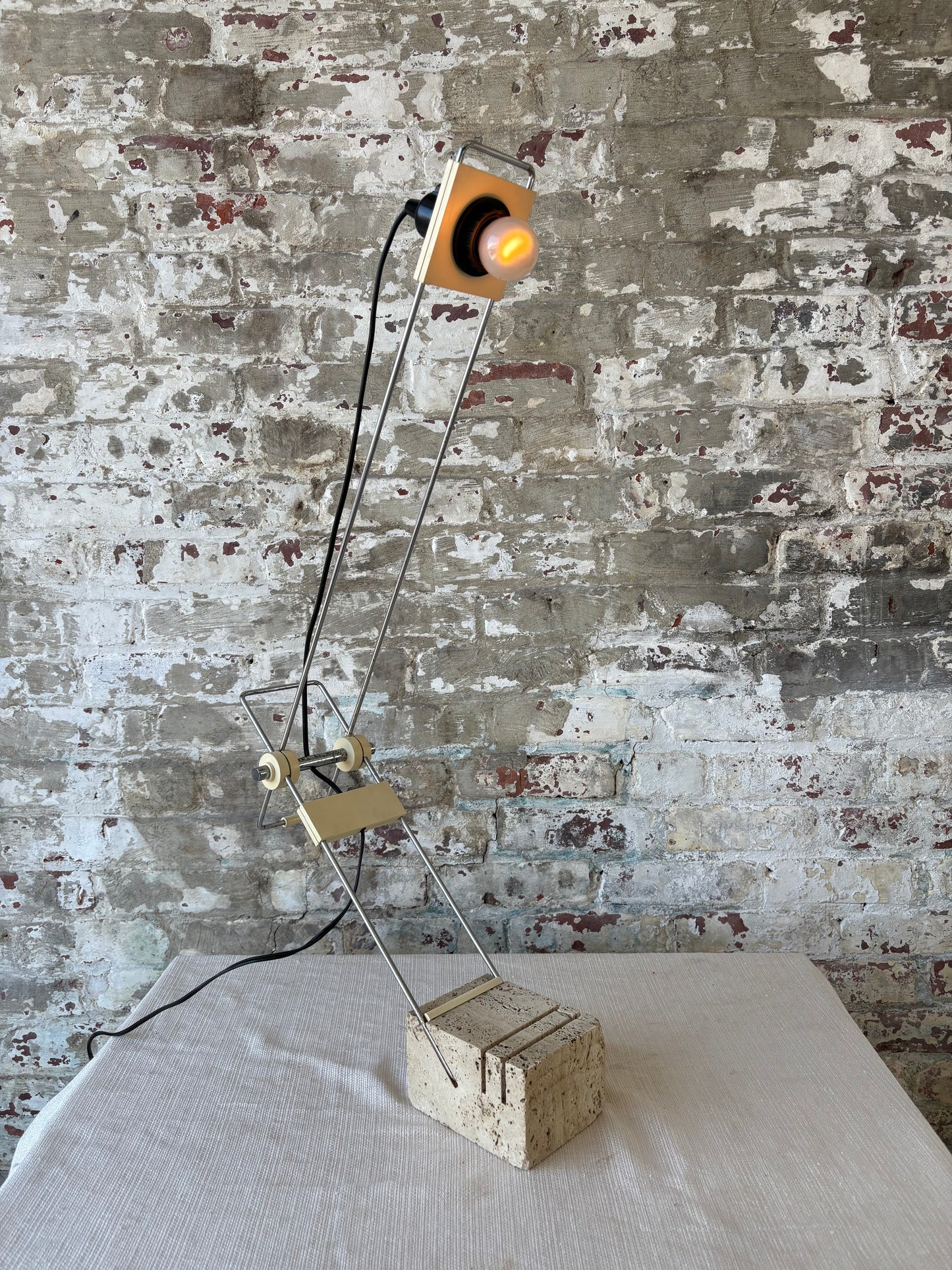 Vintage Italian Travertine Sculptural Table Lamp – Sourced in Parma, Italy