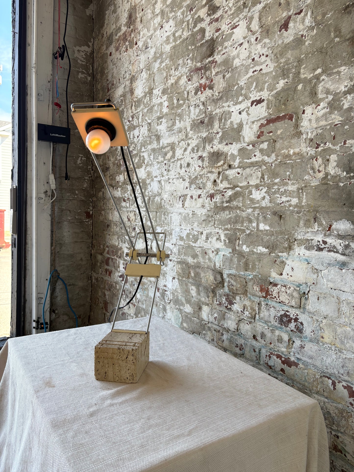 Vintage Italian Travertine Sculptural Table Lamp – Sourced in Parma, Italy