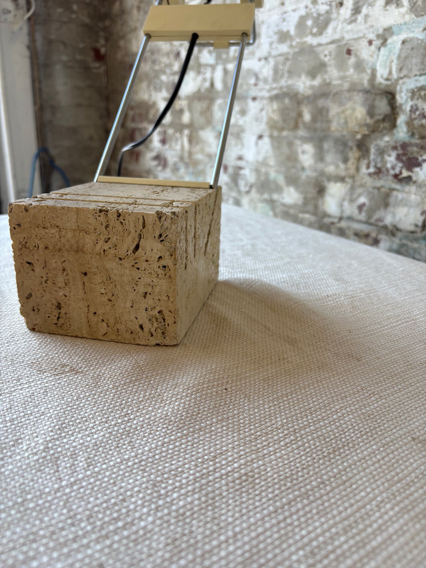 Vintage Italian Travertine Sculptural Table Lamp – Sourced in Parma, Italy