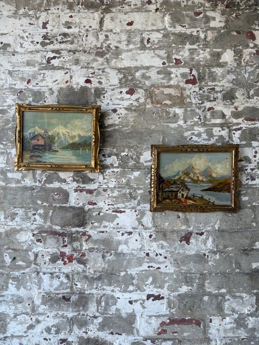 Pair of Vintage Italian Framed Oil Paintings – Sourced in Parma, Italy