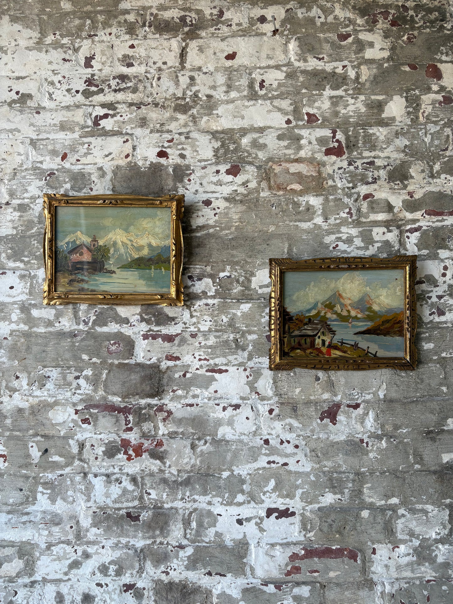 Pair of Vintage Italian Framed Oil Paintings – Sourced in Parma, Italy