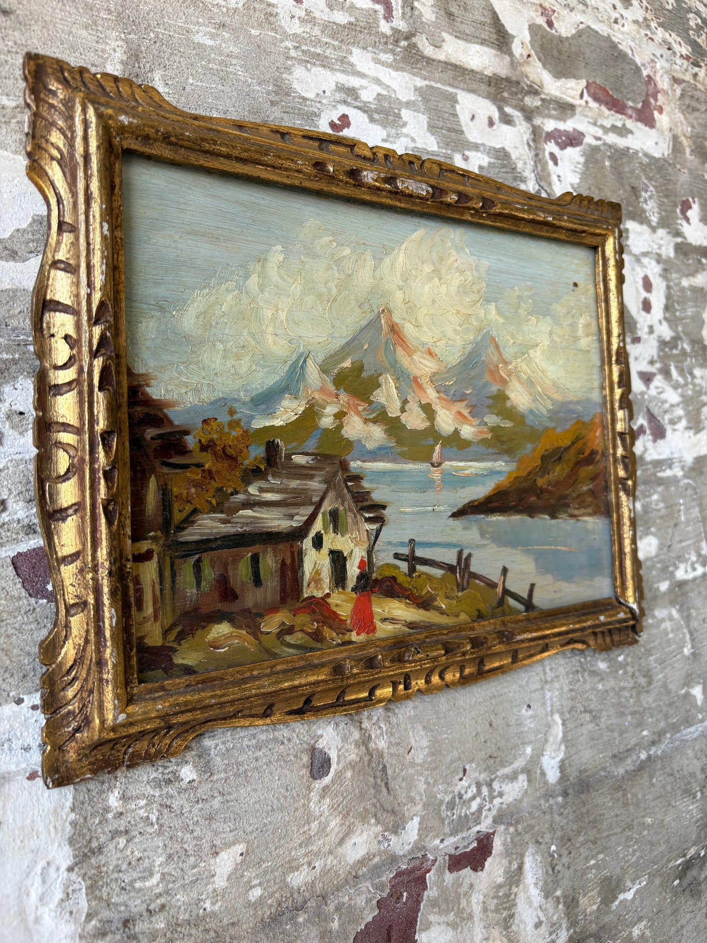 Pair of Vintage Italian Framed Oil Paintings – Sourced in Parma, Italy