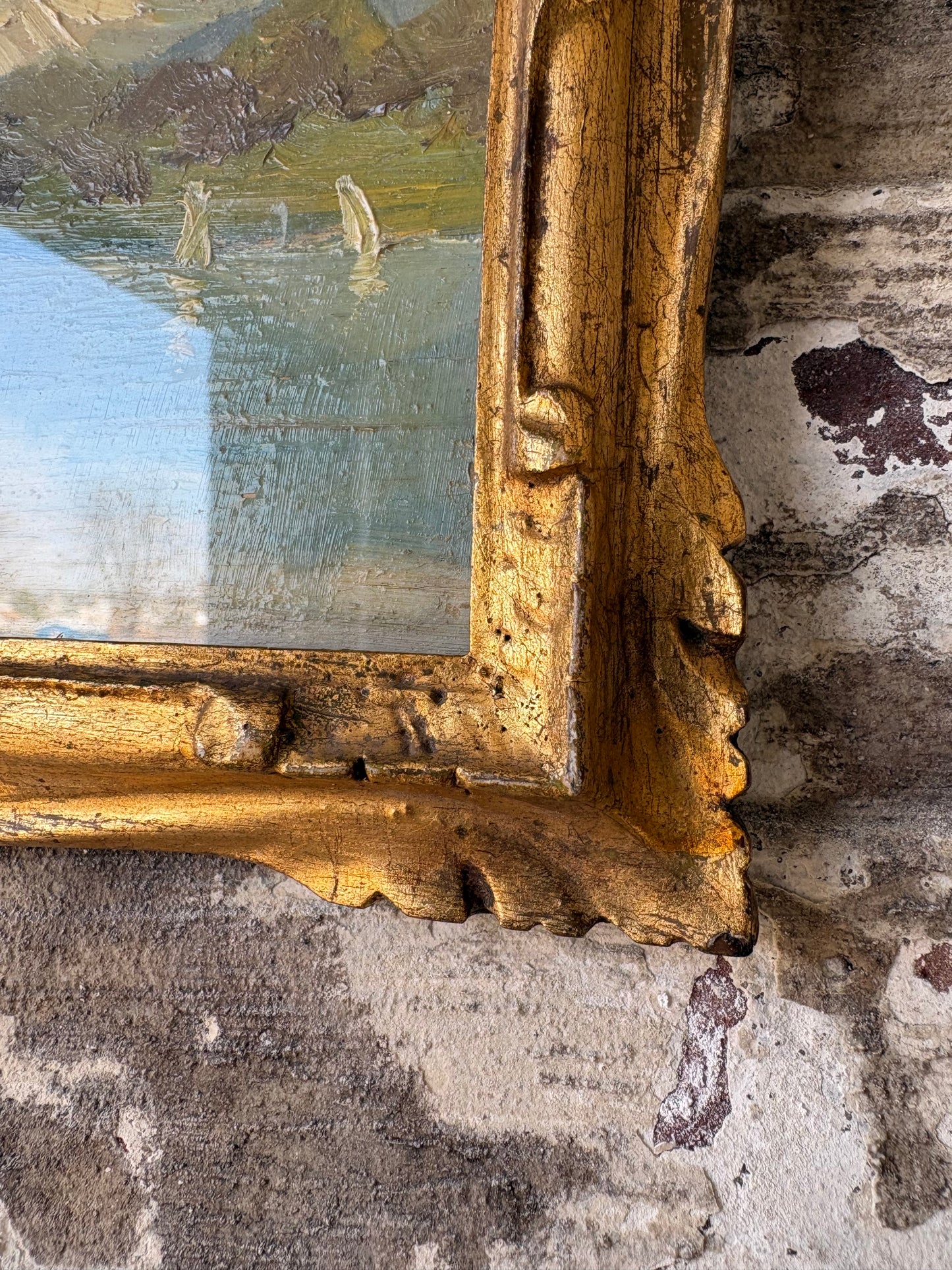 Pair of Vintage Italian Framed Oil Paintings – Sourced in Parma, Italy