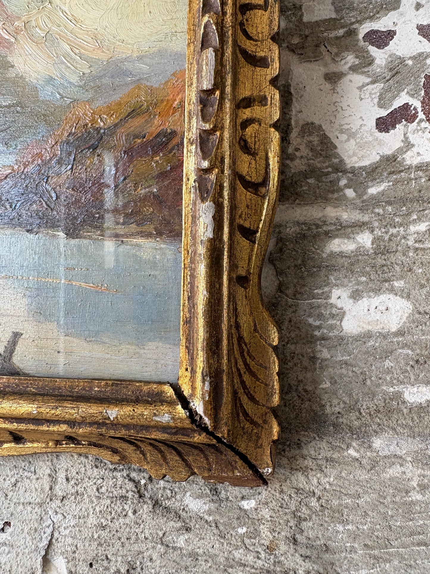 Pair of Vintage Italian Framed Oil Paintings – Sourced in Parma, Italy