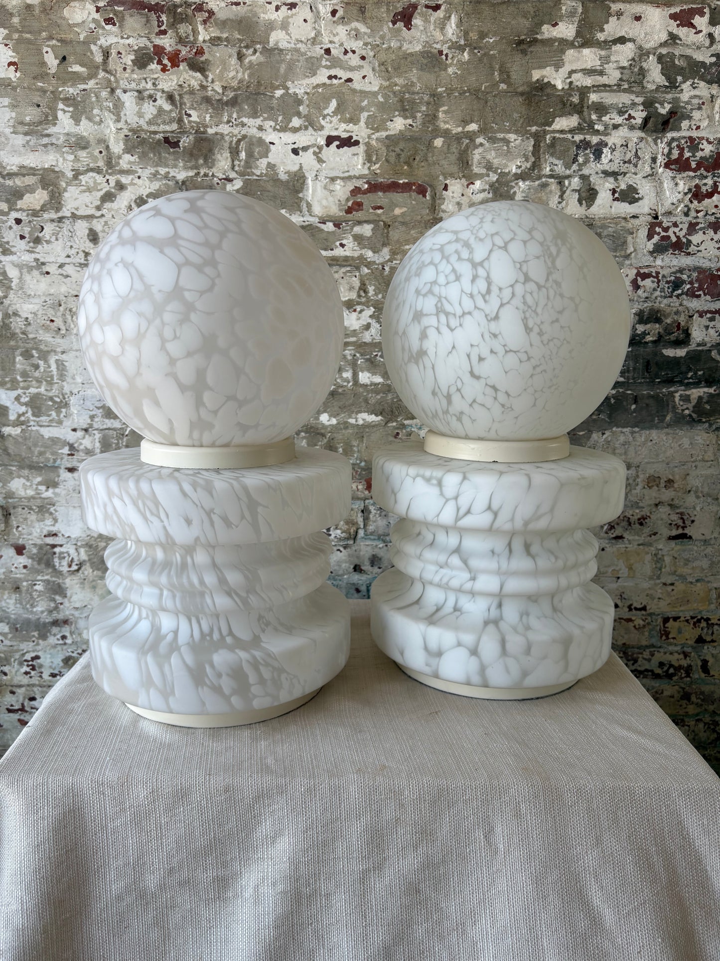 Pair of Vintage Murano Glass Globe Table Lamps