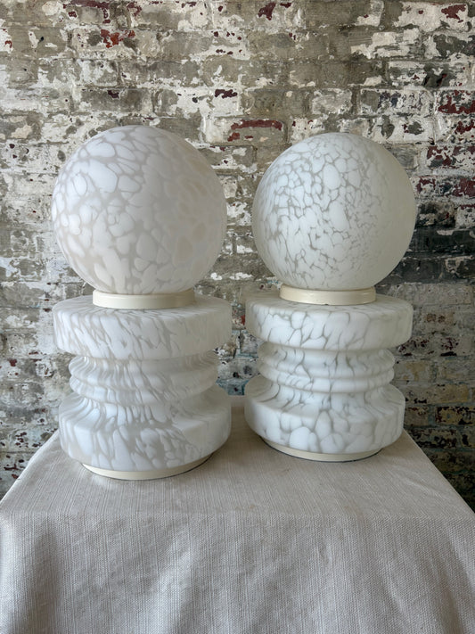 Pair of Vintage Murano Glass Globe Table Lamps
