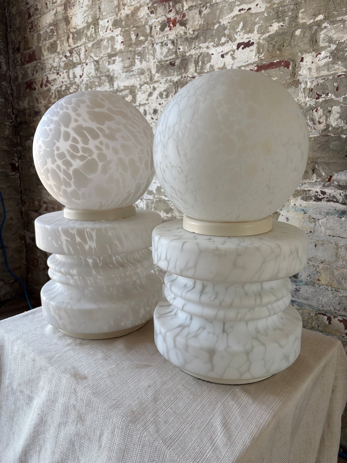 Pair of Vintage Murano Glass Globe Table Lamps