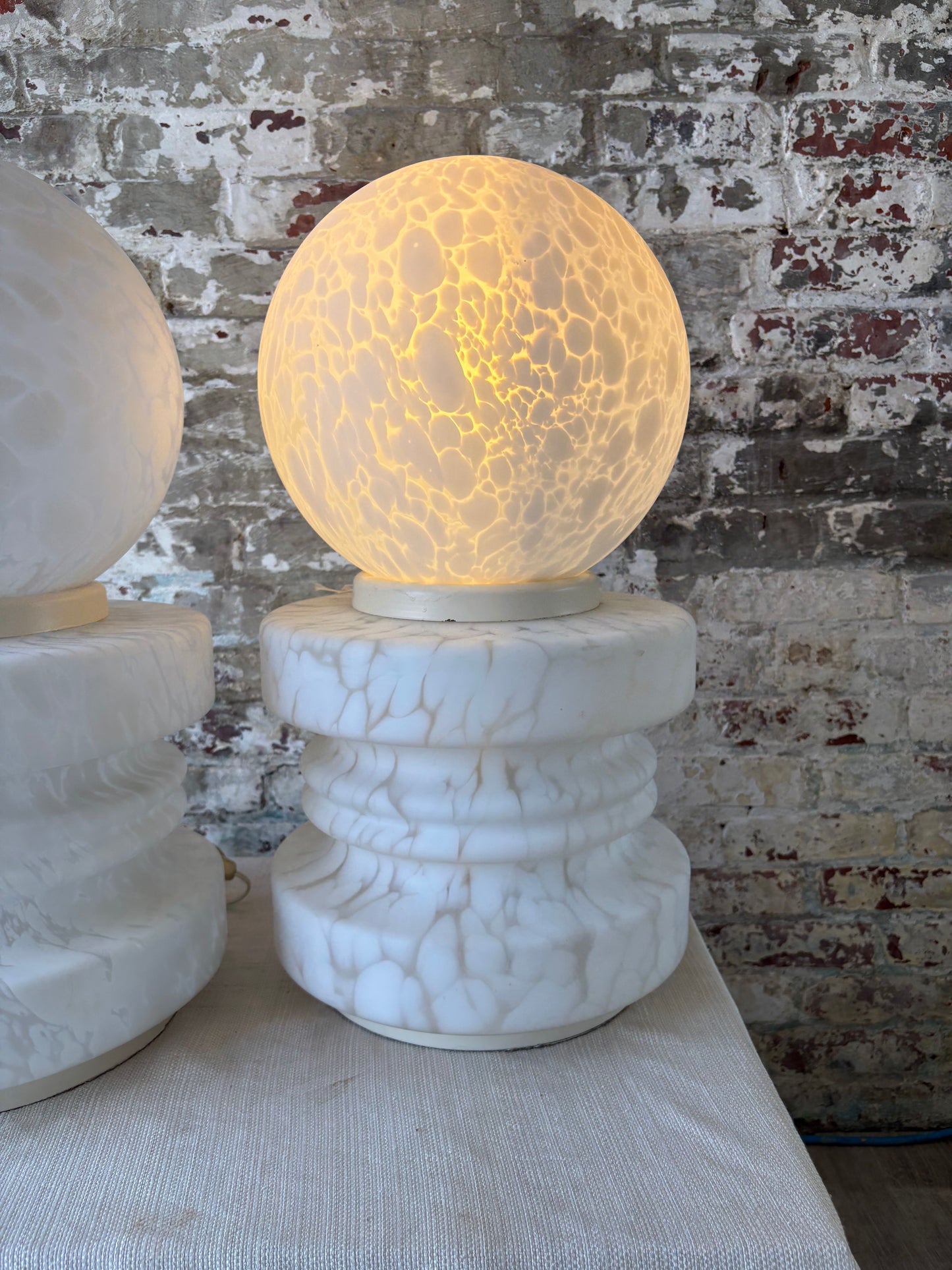 Pair of Vintage Murano Glass Globe Table Lamps