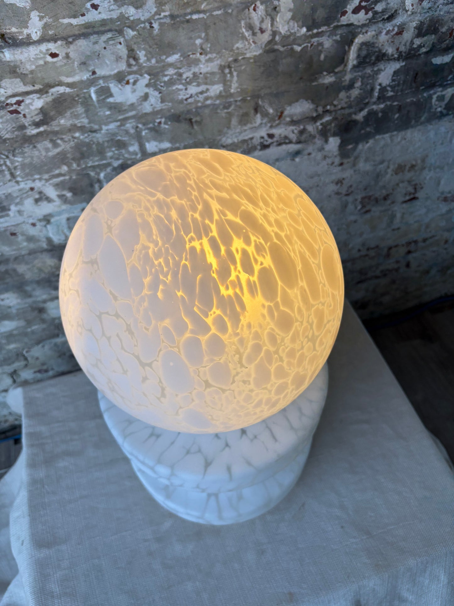 Pair of Vintage Murano Glass Globe Table Lamps