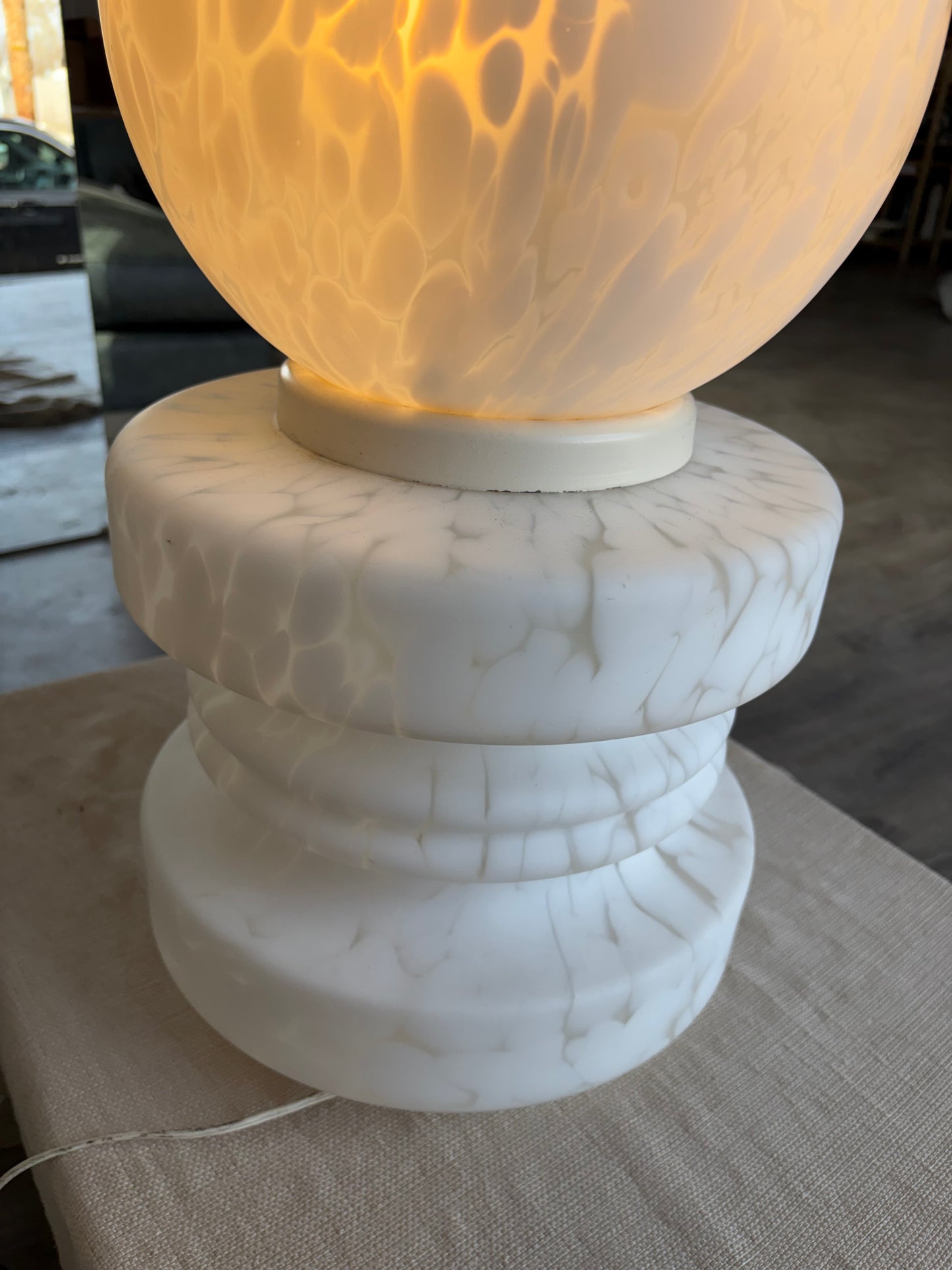 Pair of Vintage Murano Glass Globe Table Lamps