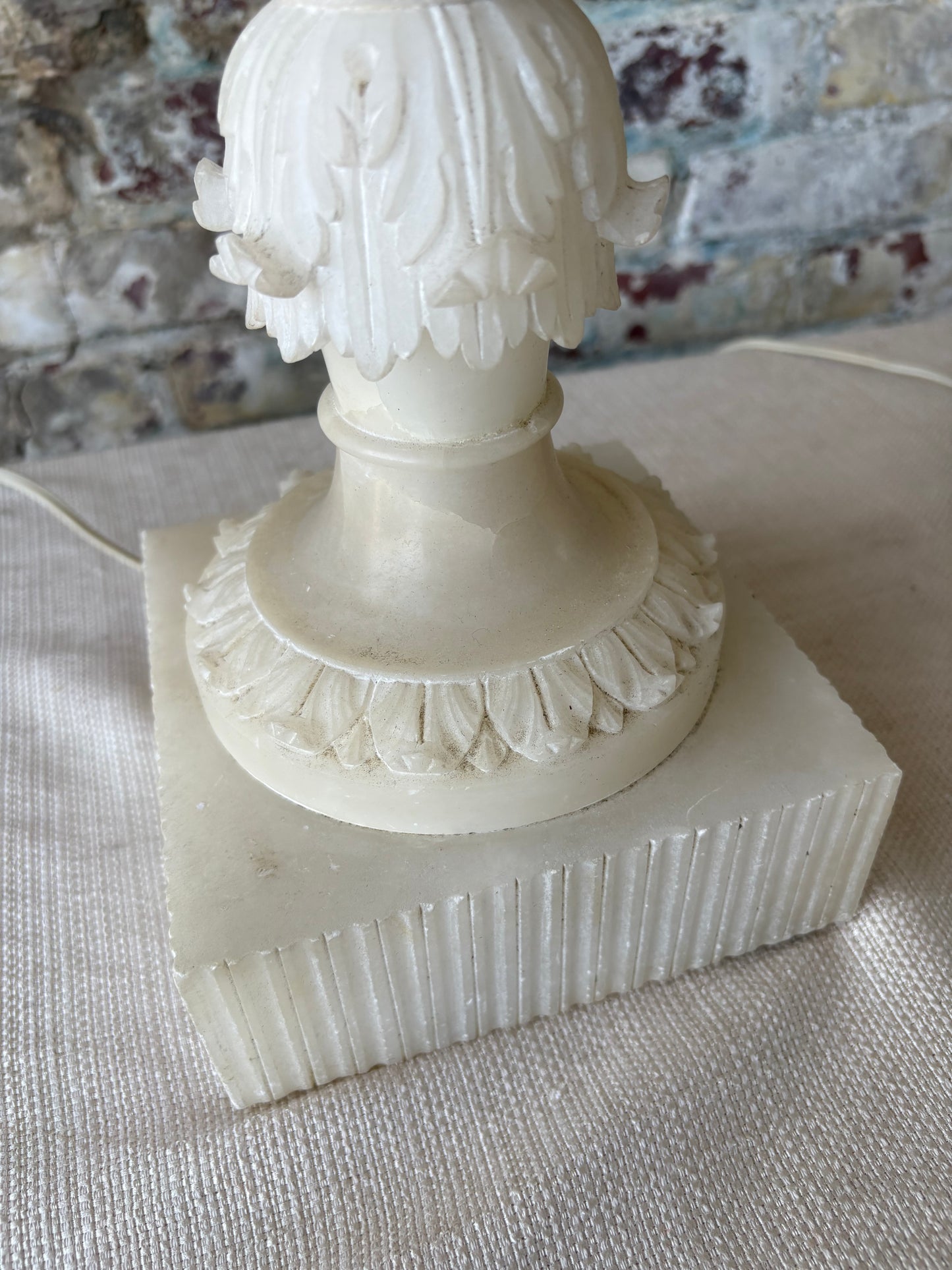 Pair of Vintage Carved Alabaster Table Lamps
