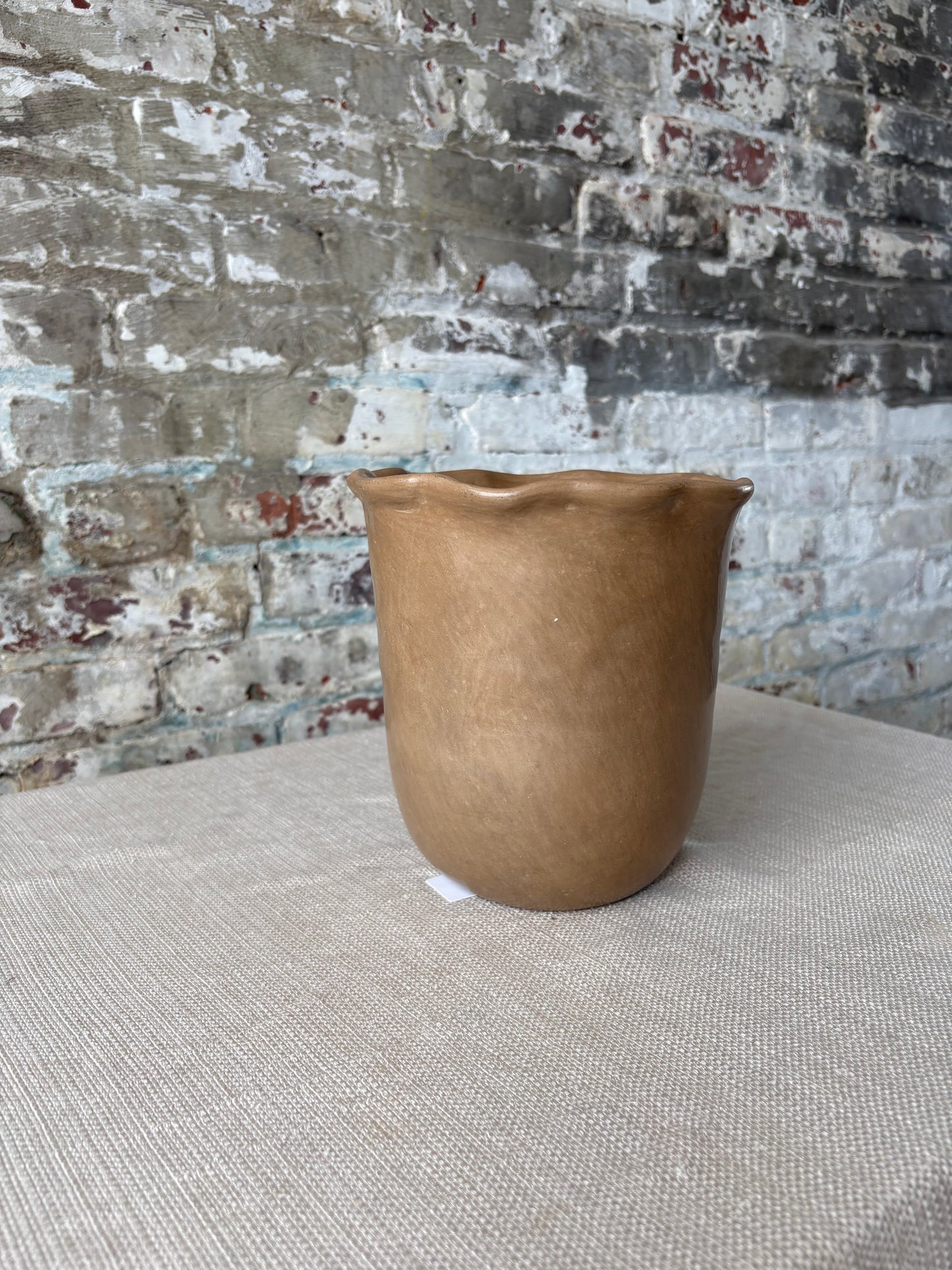 Puebla Pottery Large Ruffled Vase (Natural)