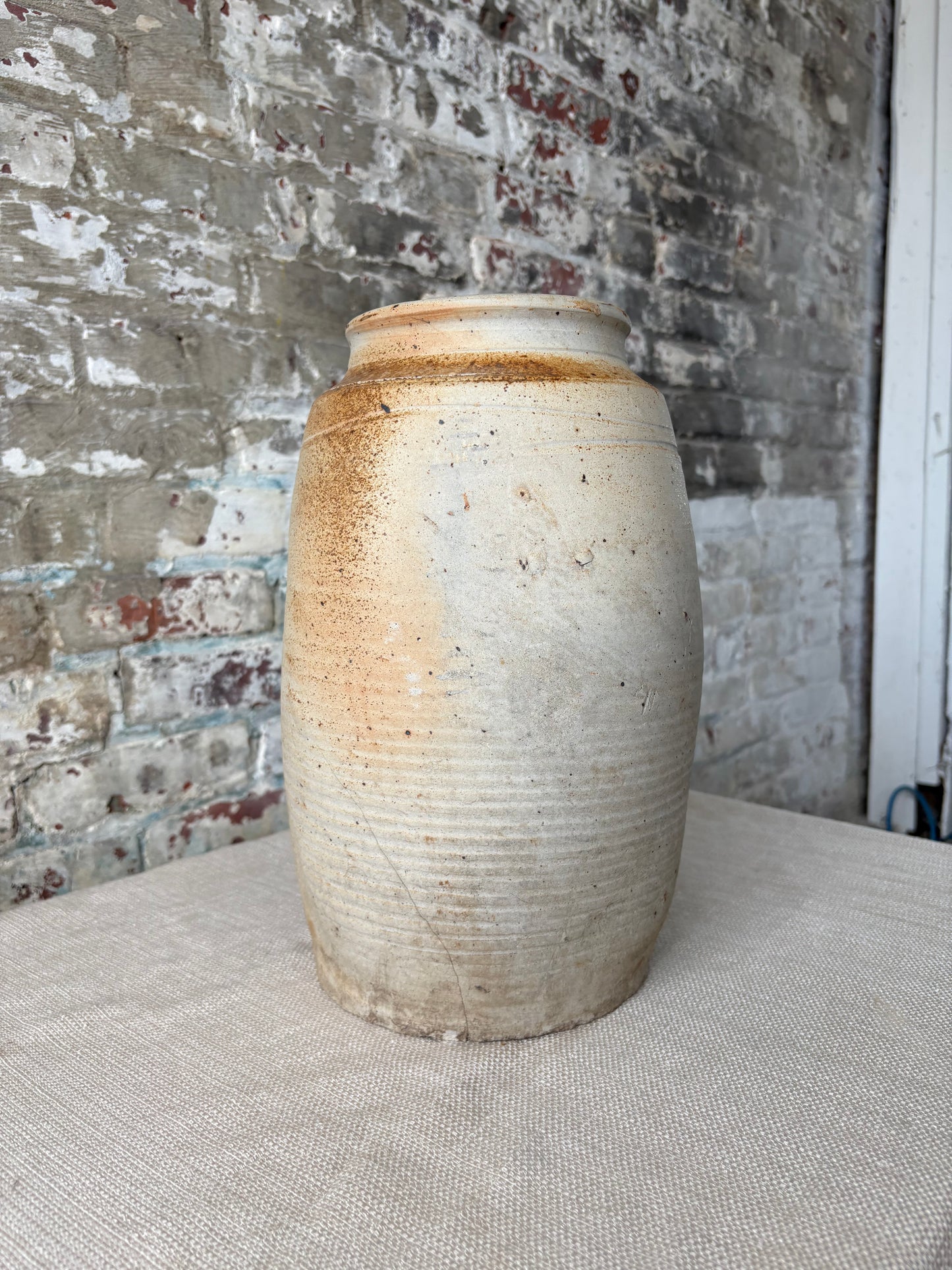 Rustic Handcrafted Stoneware Vase / Large Primitive Ceramic Vessel