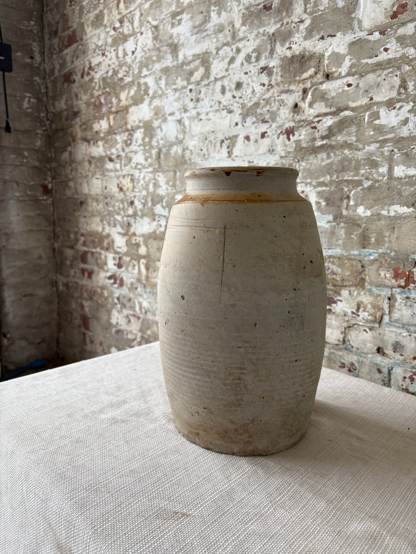 Rustic Handcrafted Stoneware Vase / Large Primitive Ceramic Vessel