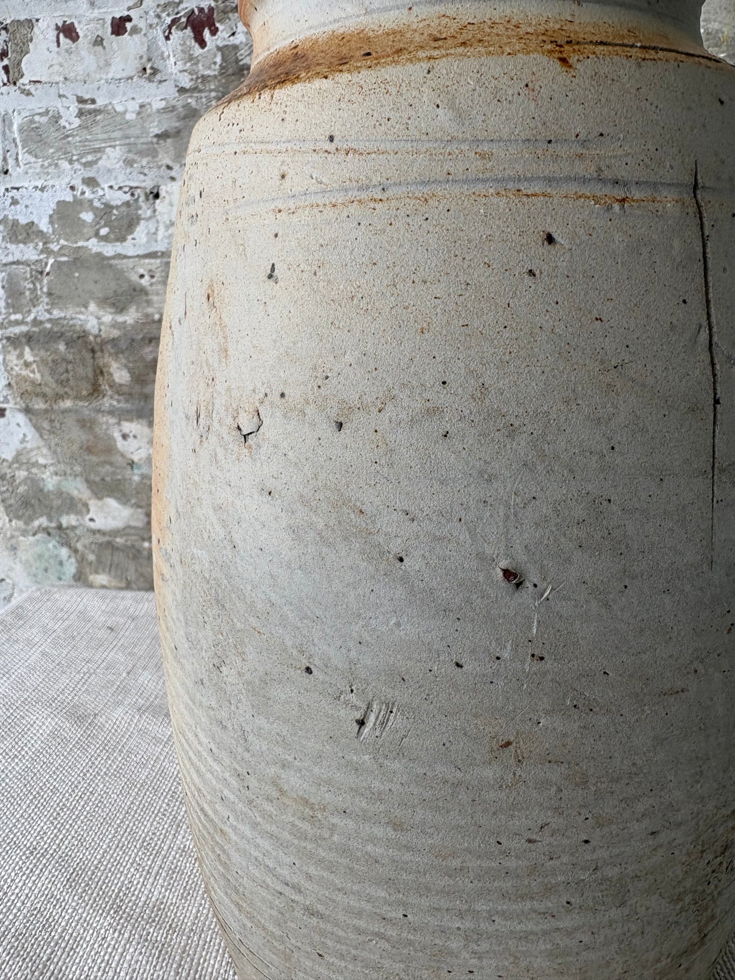 Rustic Handcrafted Stoneware Vase / Large Primitive Ceramic Vessel
