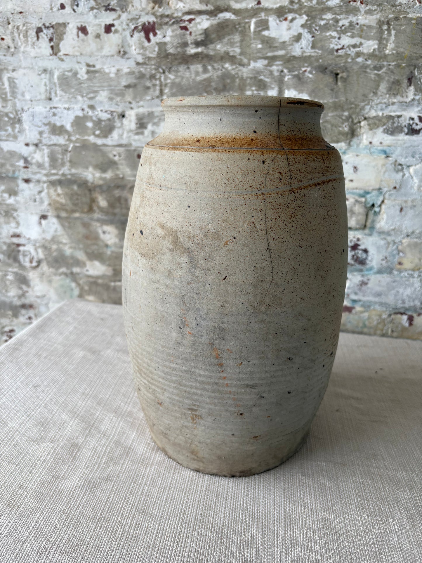 Rustic Handcrafted Stoneware Vase / Large Primitive Ceramic Vessel
