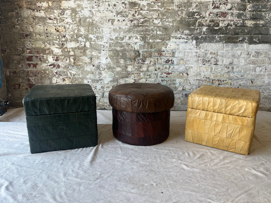 3 Leather Ottomans