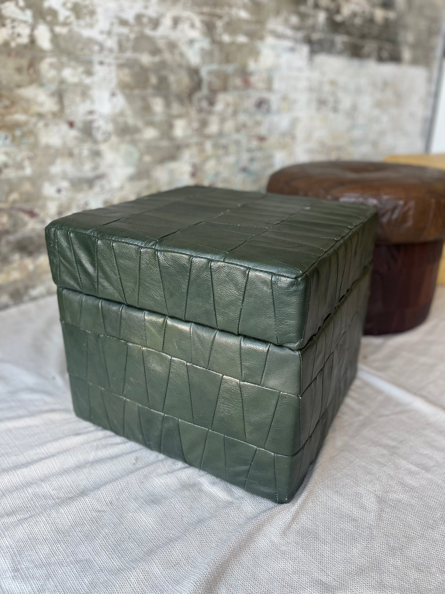 3 Leather Ottomans