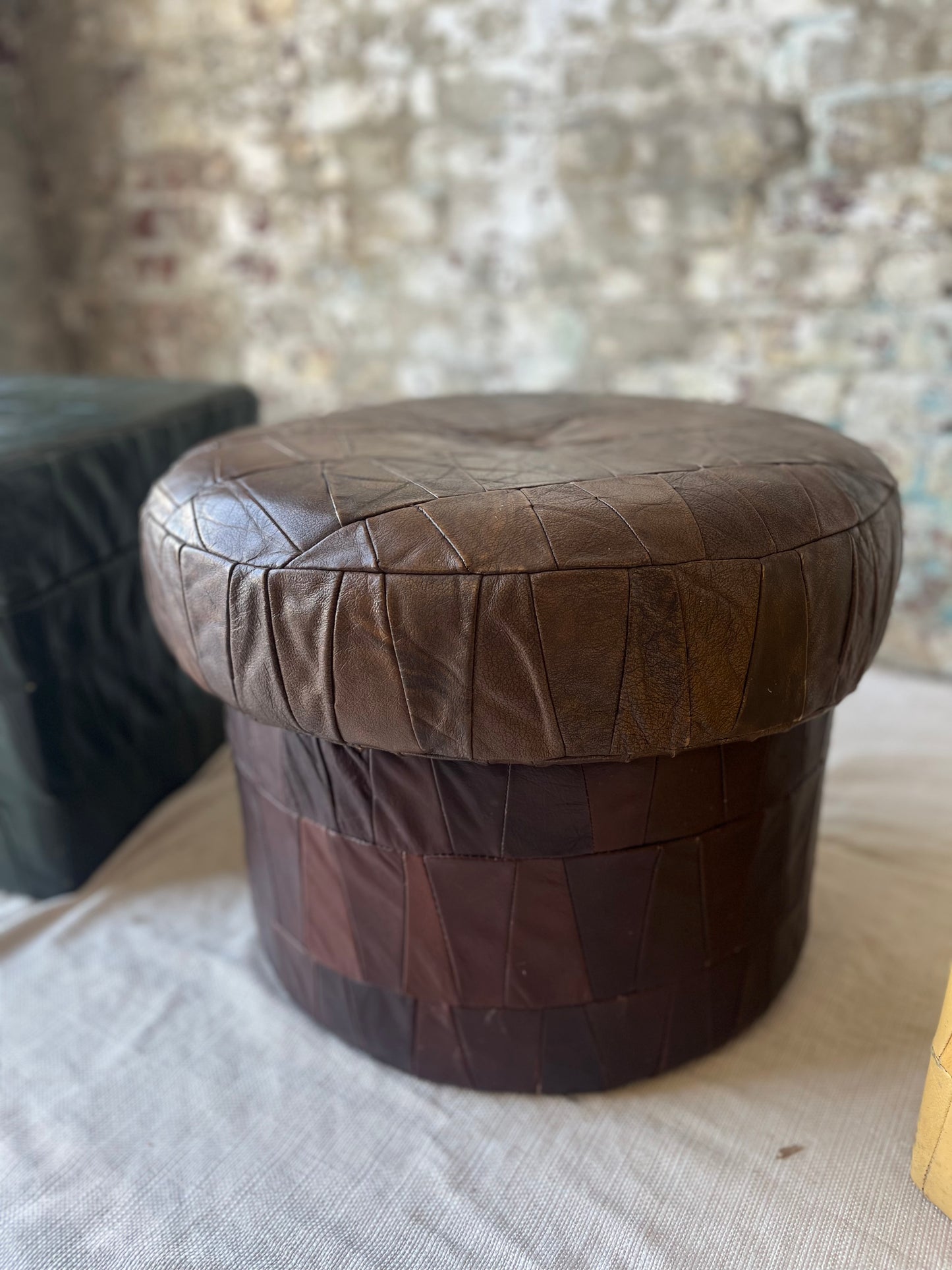 3 Leather Ottomans