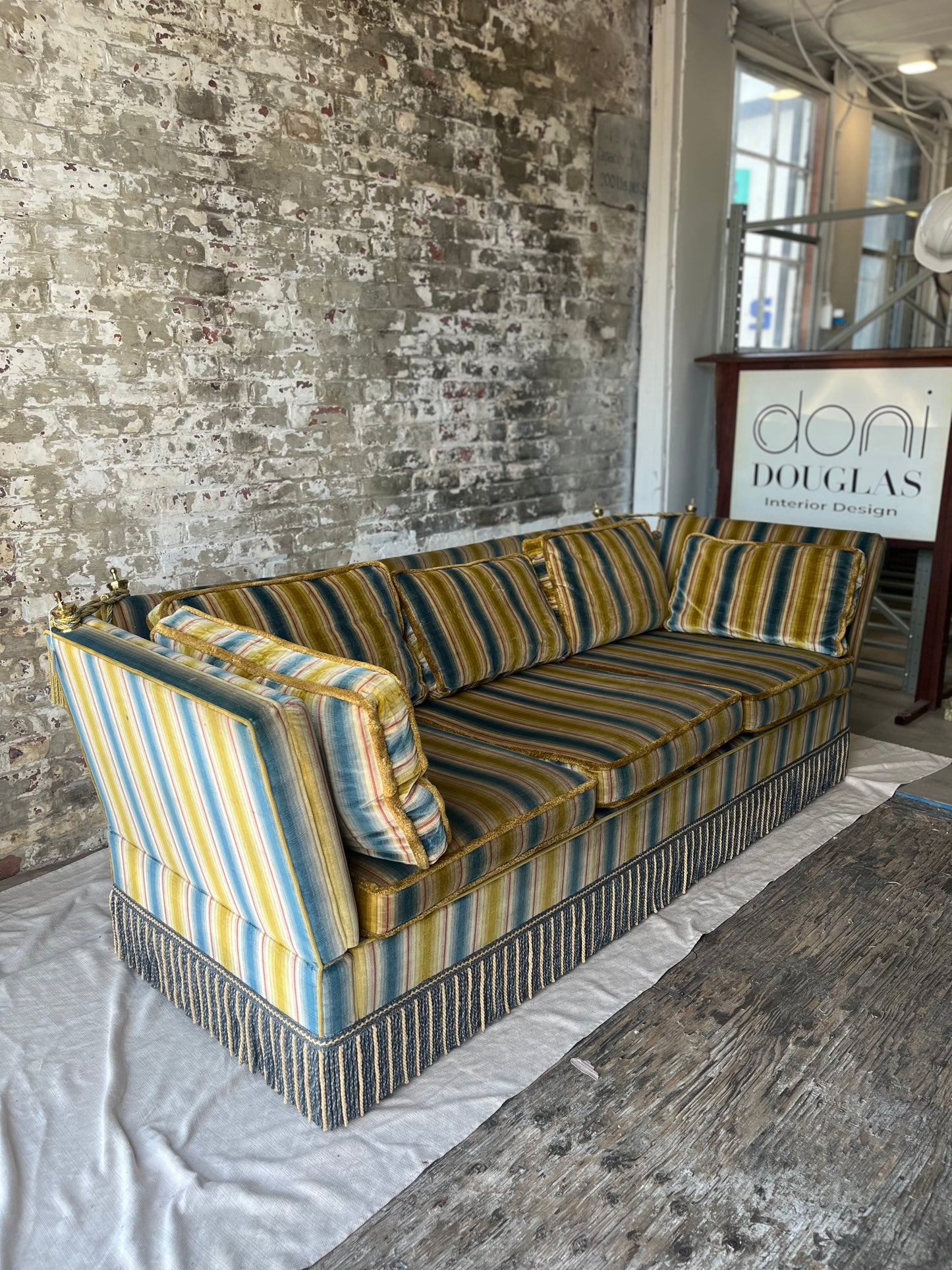 3 Seater Blue, Chartreuse Sofa Set