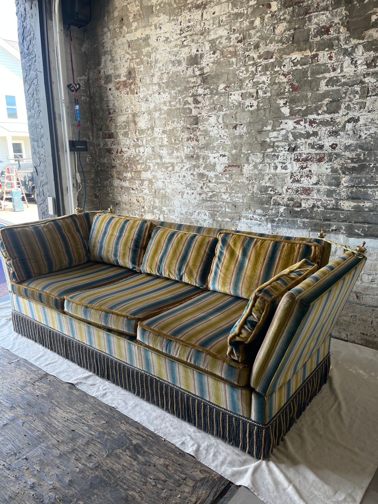 3 Seater Blue, Chartreuse Sofa Set