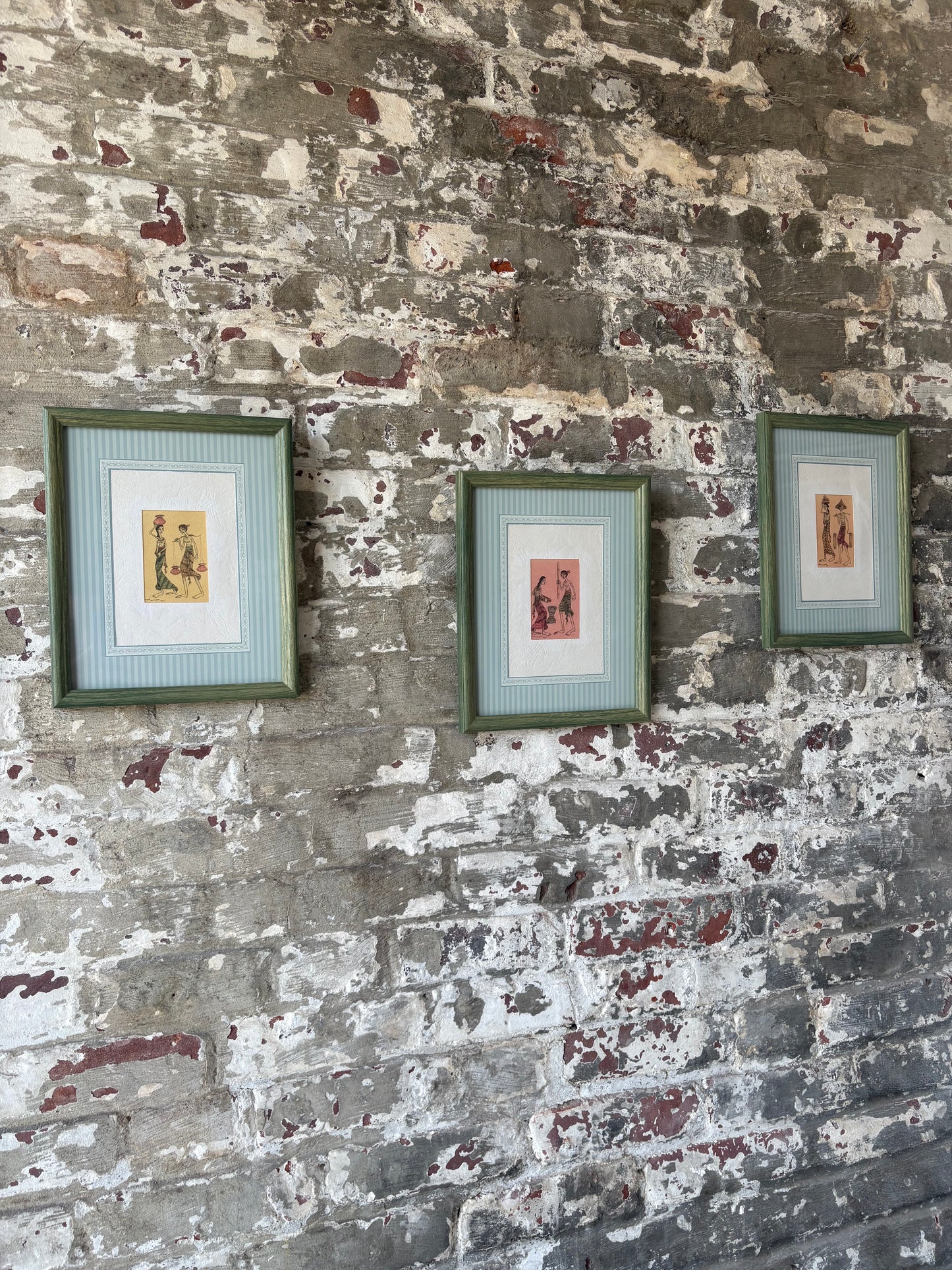 Vintage Framed Indian Miniature Style Prints – Set of 3