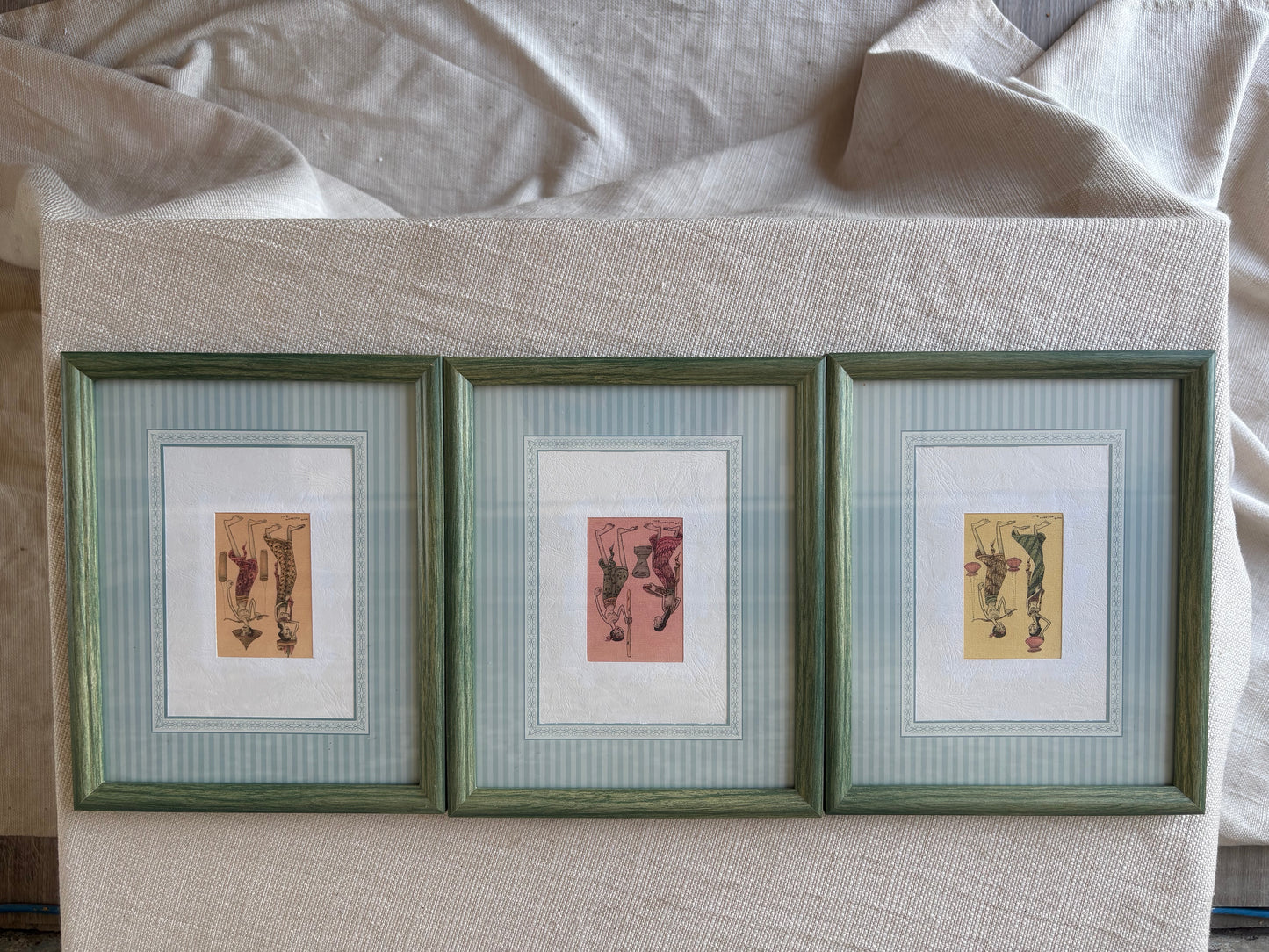 Vintage Framed Indian Miniature Style Prints – Set of 3
