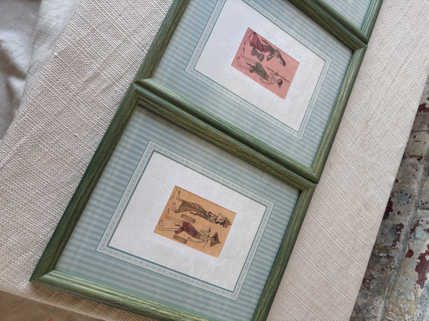 Vintage Framed Indian Miniature Style Prints – Set of 3